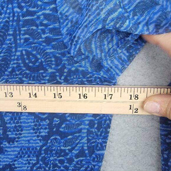 Chicos Blue Paisley Sheer Layered Tunic Top Size 0 Long Sleeve V Neck Flowy - Picture 7 of 13